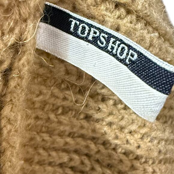 Topshop mustard alpaca blend short sleeve chunky cardigan with snap front Size 8 - Picture 7 of 9